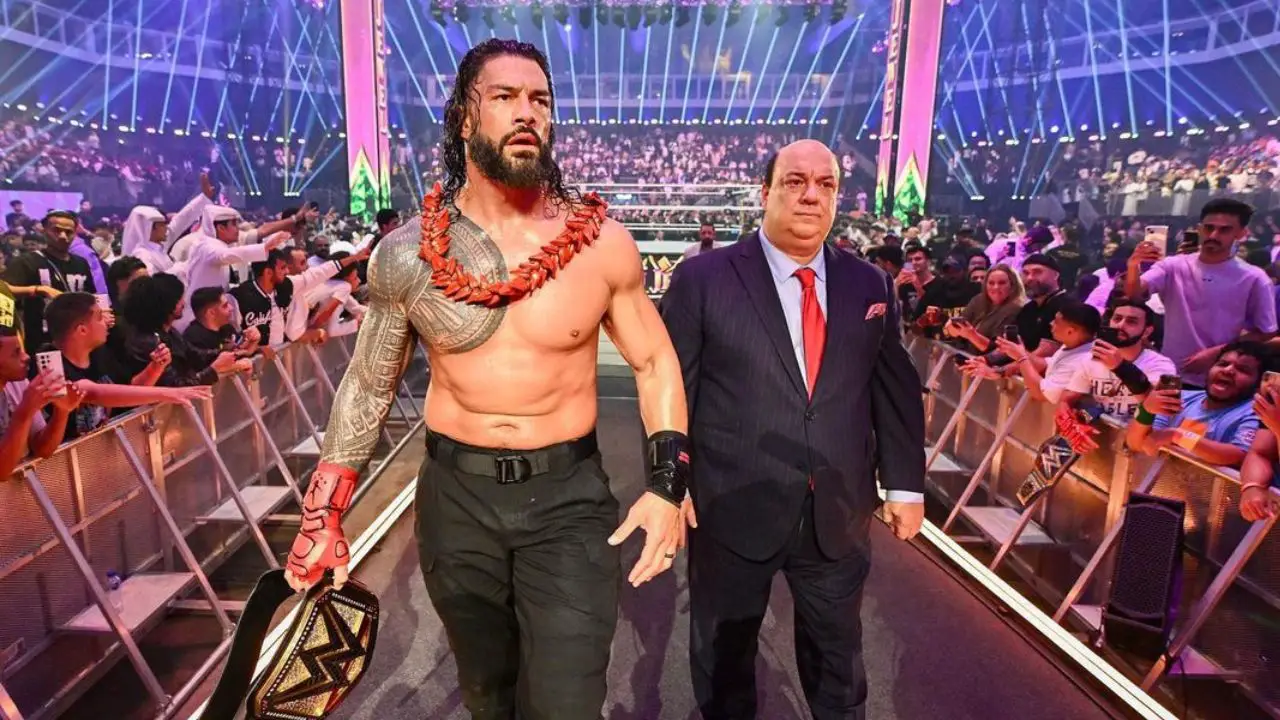 Roman Reigns and Paul Heyman after a WWE match